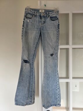 BKE Youth Girls Light Blue Distressed Flare Jeans